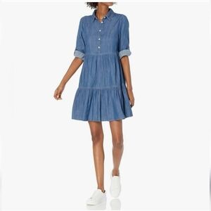 Tommy Hilfiger Light Blue Tiered Chambray Mini Dress